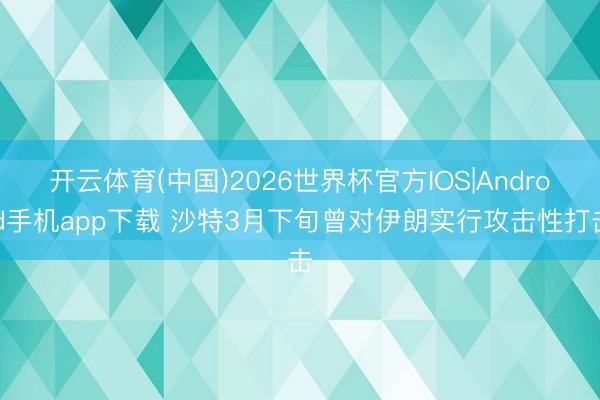 开云体育(中国)2026世界杯官方IOS|Android手机app下载 沙特3月下旬曾对伊朗实行攻击性打击