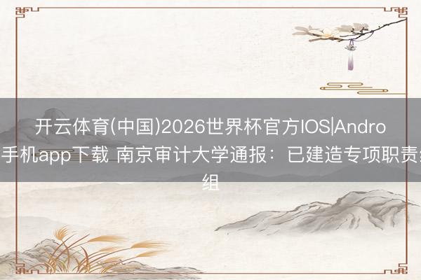 开云体育(中国)2026世界杯官方IOS|Android手机app下载 南京审计大学通报：已建造专项职责组