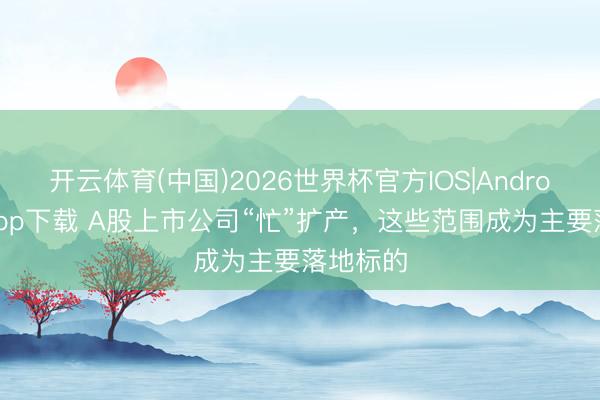开云体育(中国)2026世界杯官方IOS|Android手机app下载 A股上市公司“忙”扩产，这些范围成为主要落地标的