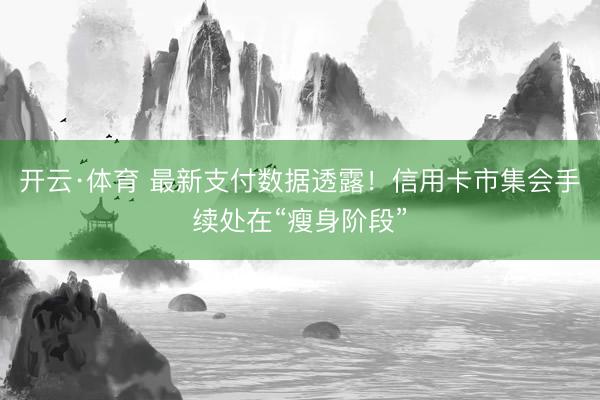 开云·体育 最新支付数据透露！信用卡市集会手续处在“瘦身阶段”
