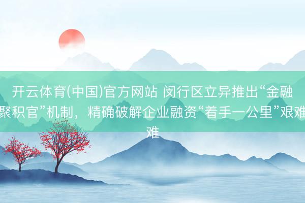 开云体育(中国)官方网站 闵行区立异推出“金融聚积官”机制，精确破解企业融资“着手一公里”艰难