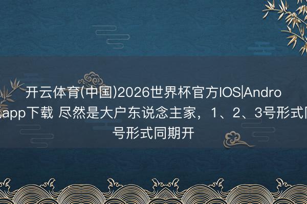 开云体育(中国)2026世界杯官方IOS|Android手机app下载 尽然是大户东说念主家，1、2、3号形式同期开