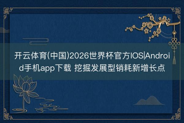开云体育(中国)2026世界杯官方IOS|Android手机app下载 挖掘发展型销耗新增长点