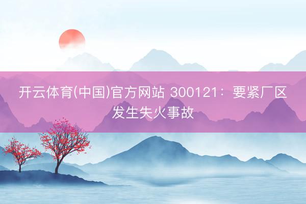 开云体育(中国)官方网站 300121：要紧厂区发生失火事故